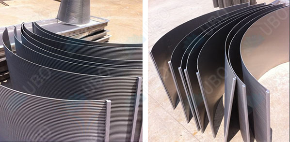 YUBO ss wedge wire sieve bend screen also known as parabolic screen and Rundown Screen, is manufactured with v shape wires and support wires. 